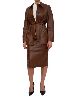 Gonna Taiga Max Mara in pelle cuoio in DONNA