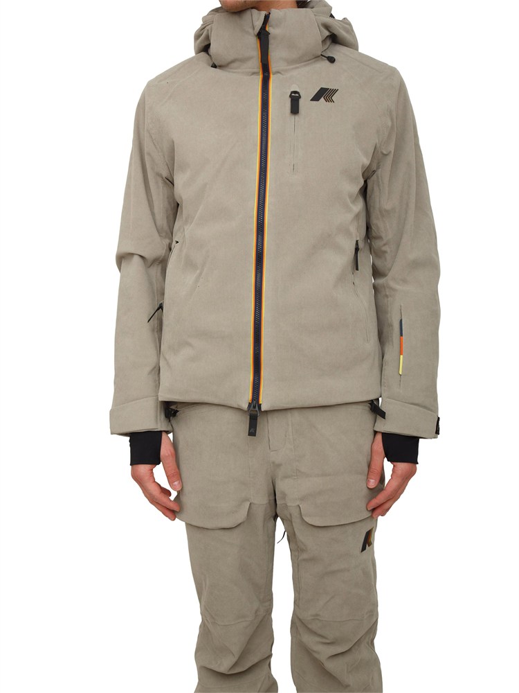 Giacca da sci Lamet K-Way uomo in velluto beige a coste