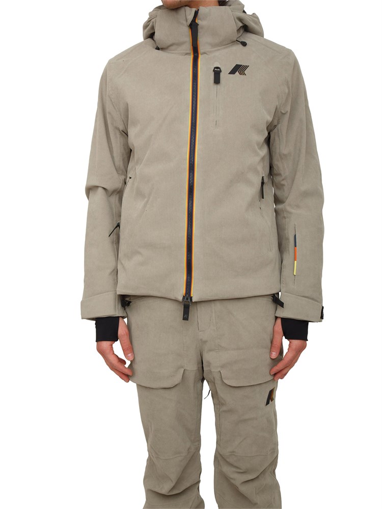 Giacca da sci Lamet K-Way uomo in velluto beige a coste