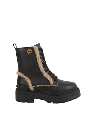 Stivali Pinko Mia 18 in pelle nera con ecopelliccia Aspen in DONNA