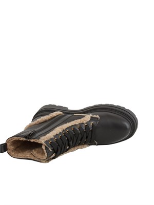 Stivali Pinko Mia 18 in pelle nera con ecopelliccia Aspen in DONNA