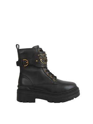 Stivali anfibi stringati Pinko Mia 07 in pelle nera in DONNA