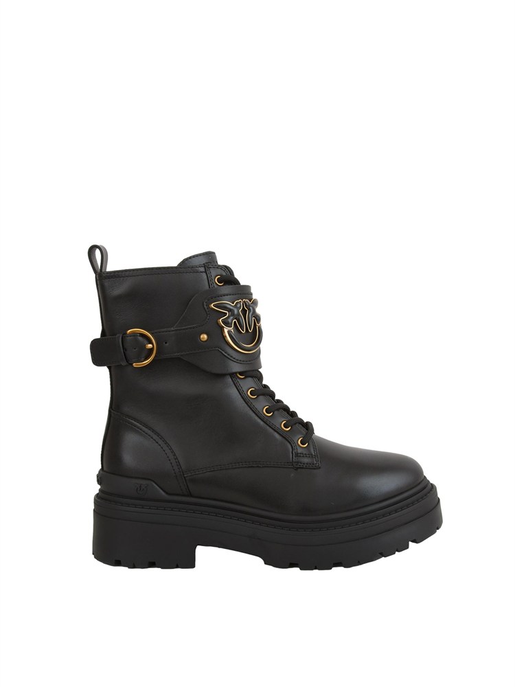 Stivali anfibi stringati Pinko Mia 07 in pelle nera