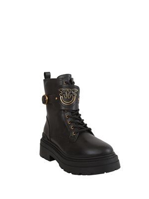 Stivali anfibi stringati Pinko Mia 07 in pelle nera in DONNA