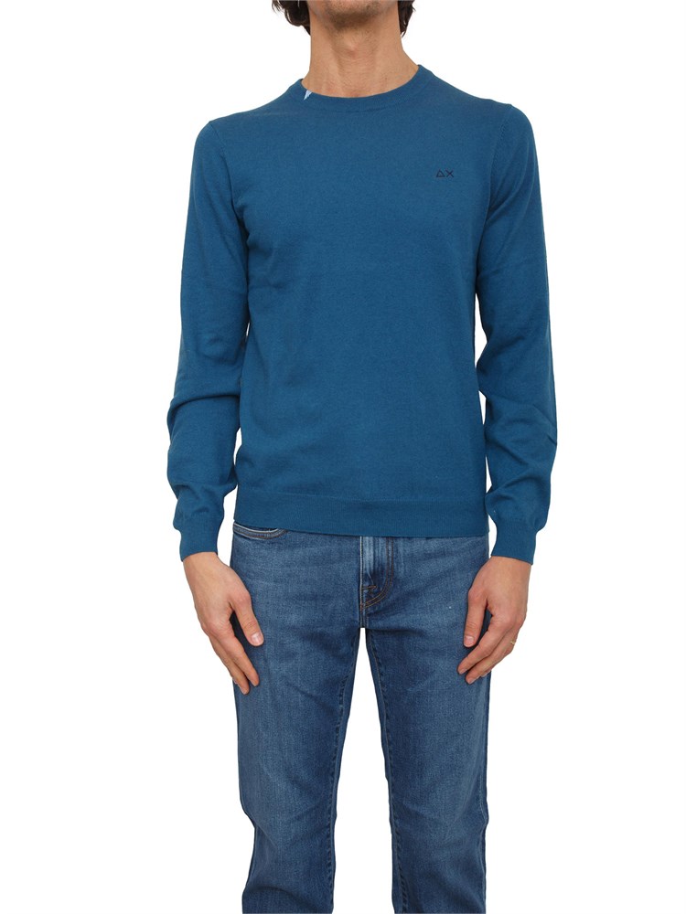 Maglia uomo Sun68 in lana e cotone blu