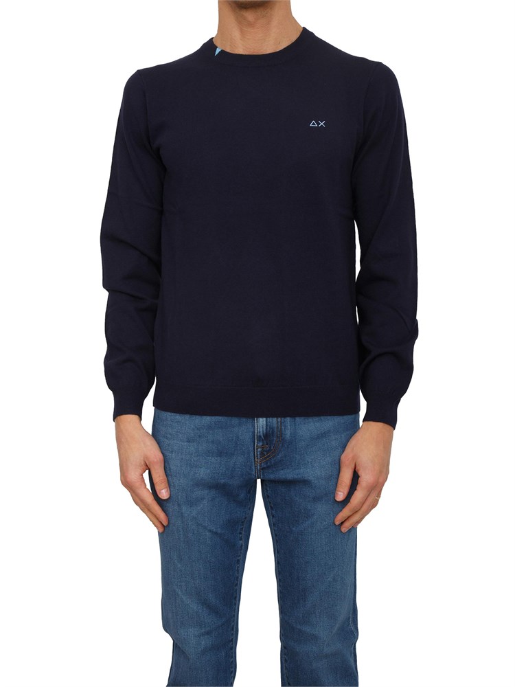 Maglia uomo Sun68 in lana e cotone blu