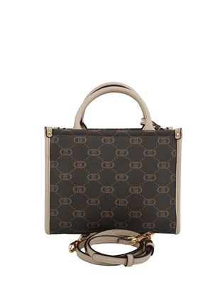 Borsa Liu Jo Righi in ecopelle marrone con logo all over in DONNA