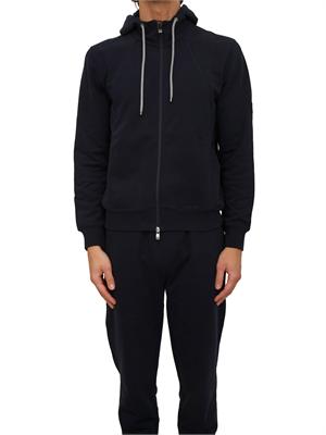 Felpa Corneliani in misto cotone blu con zip e cappuccio in UOMO