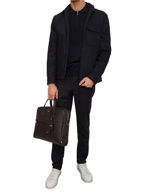 Maglia polo Corneliani in lana vergine blu in UOMO