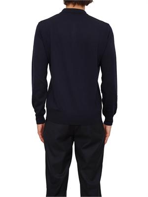 Maglia polo Corneliani in lana vergine blu in UOMO