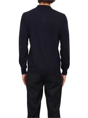 Maglia polo Corneliani in lana vergine blu in UOMO