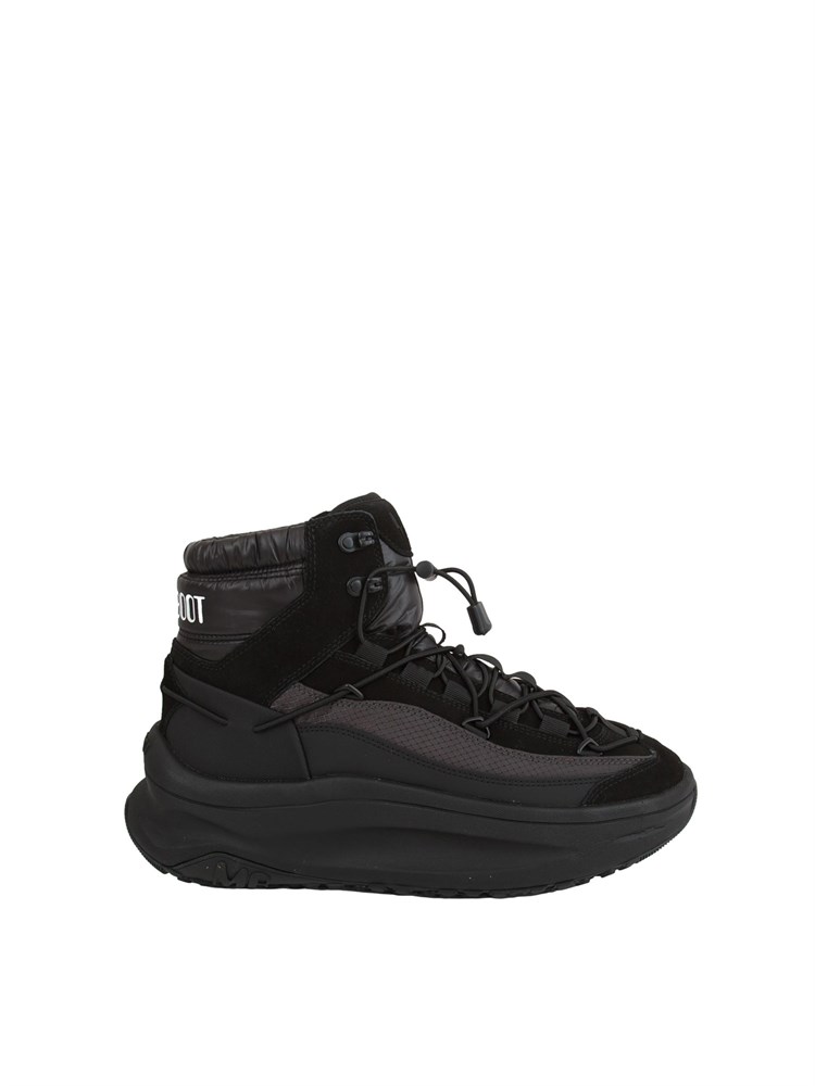 Sneaker uomo Moon247 Xlace Mid Moon Boot in pelle e tessuto neri