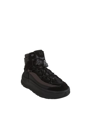 Sneaker uomo Moon247 Xlace Mid Moon Boot in pelle e tessuto neri in UOMO
