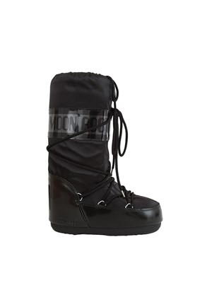 Moon Boot Icon Glace in raso nero in DONNA