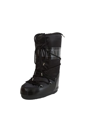 Moon Boot Icon Glace in raso nero in DONNA