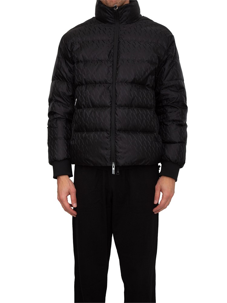 Giubbino uomo Armani Exchange in nylon nero e logo jacquard all over