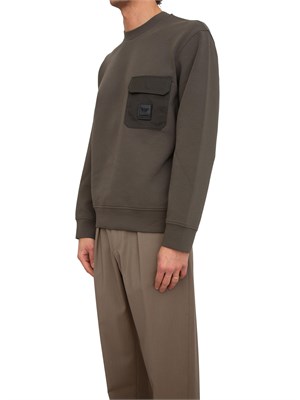 Felpa girocollo uomo Emporio Armani in double jersey verde in UOMO