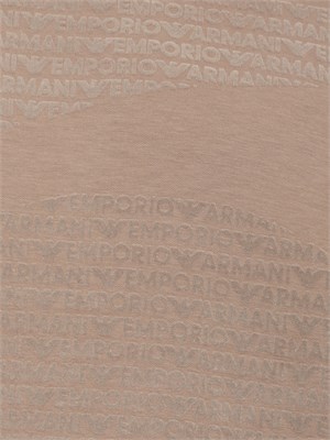 Felpa girocollo uomo Emporio Armani in misto cotone beige e logo jacquard in UOMO