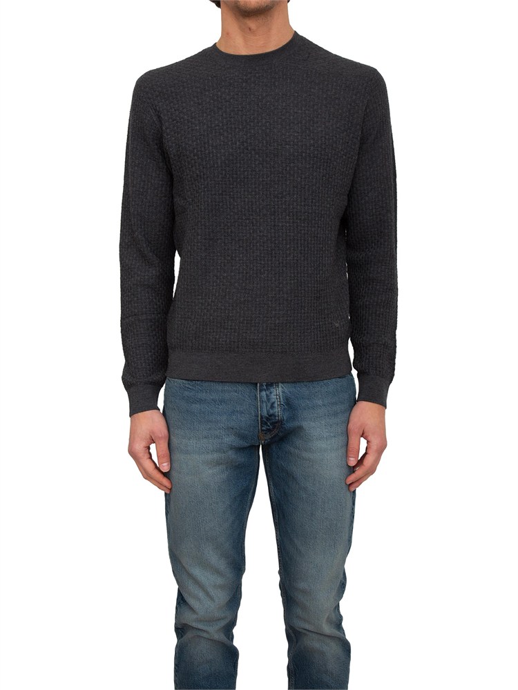 Maglia girocollo uomo Emporio Armani in pura lana vergine grigia