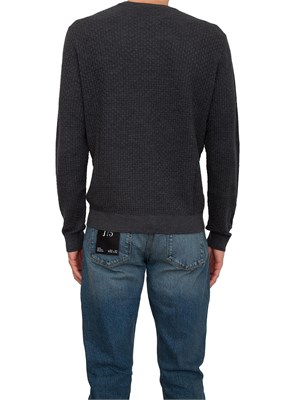 Maglia girocollo uomo Emporio Armani in pura lana vergine grigia in UOMO