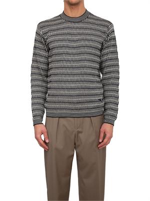 Maglia uomo Emporio Armani in pura lana vergine beige e blu in UOMO