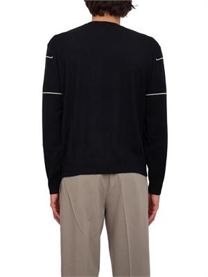 Maglia girocollo Emporio Armani in pura lana vergine blu con contrasti in UOMO