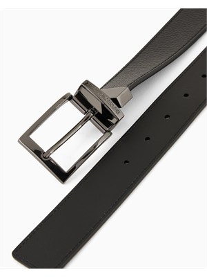 Cintura uomo Emporio Armani reversibile in pelle bovina nera in UOMO