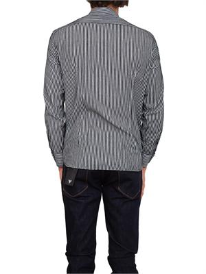 Camicia uomo Emporio Armani in misto cotone a righe blu in UOMO