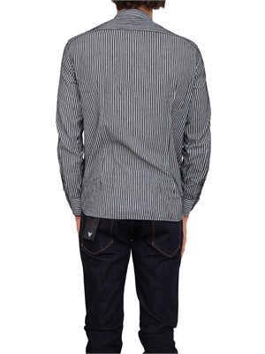 Camicia uomo Emporio Armani in misto cotone a righe blu in UOMO