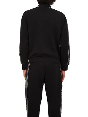 Felpa uomo Emporio Armani in double jersey nero con logo jacquard in UOMO