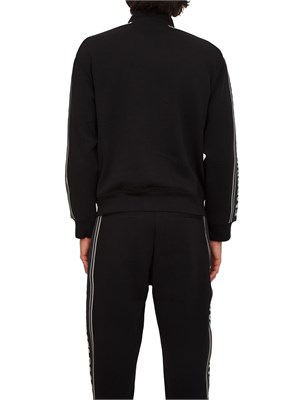 Felpa uomo Emporio Armani in double jersey nero con logo jacquard in UOMO