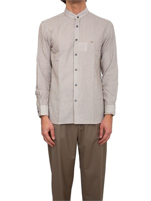 Camicia uomo Emporio Armani in misto cotone a righe beige in UOMO