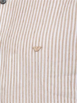 Camicia uomo Emporio Armani in misto cotone a righe beige in UOMO
