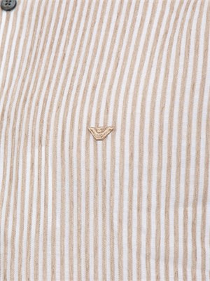 Camicia uomo Emporio Armani in misto cotone a righe beige in UOMO