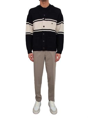 Cardigan scollo a V Emporio Armani in pura lana vergine blu in UOMO