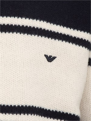 Cardigan scollo a V Emporio Armani in pura lana vergine blu in UOMO