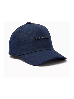 Cappello da baseball Emporio Armani in tessuto blu jacquard logo in UOMO