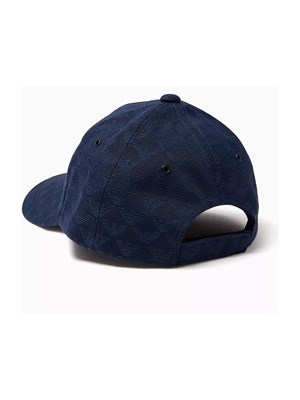Cappello da baseball Emporio Armani in tessuto blu jacquard logo in UOMO