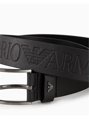 Cintura uomo Emporio Armani in pelle nera in UOMO