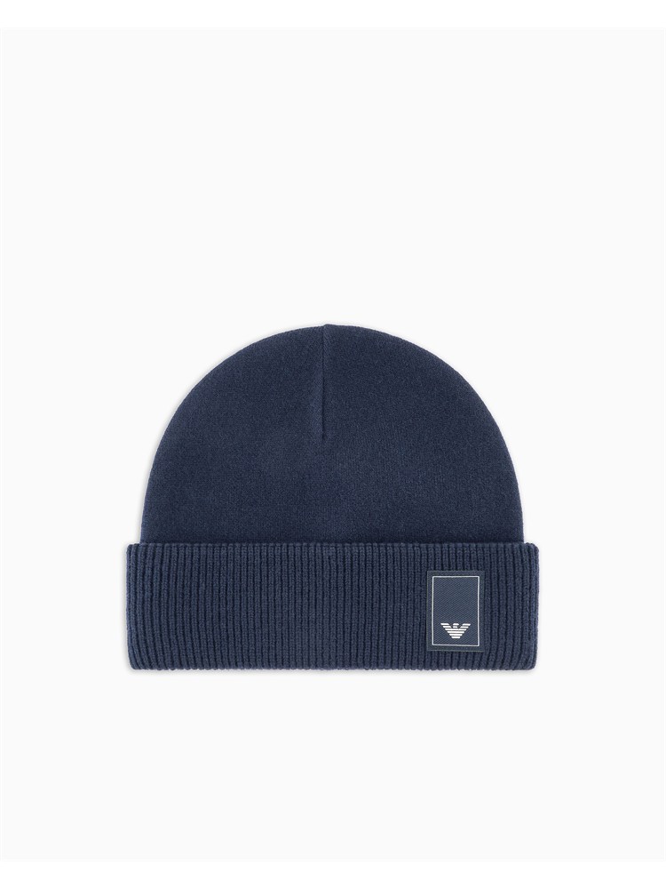 Cuffia Emporio Armani in lana blu