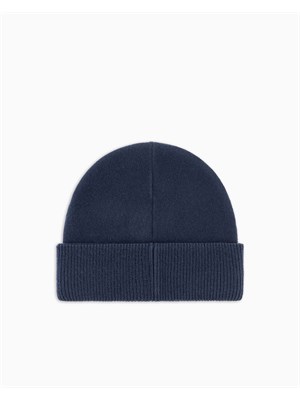 Cuffia Emporio Armani in lana blu in UOMO