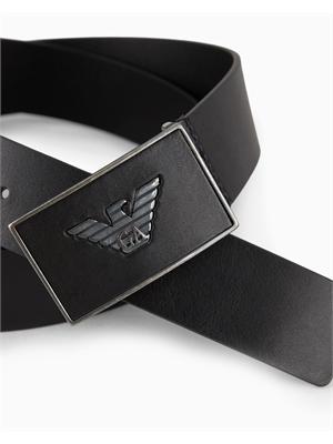 Cintura uomo Emporio Armani in pelle nera in UOMO