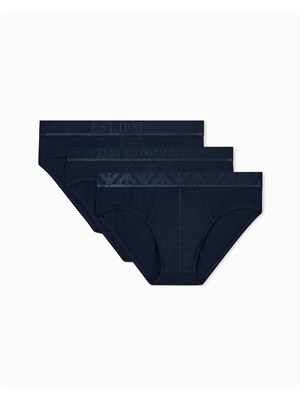 Pack 3 slip Emporio Armani in cotone stretch blu in UOMO