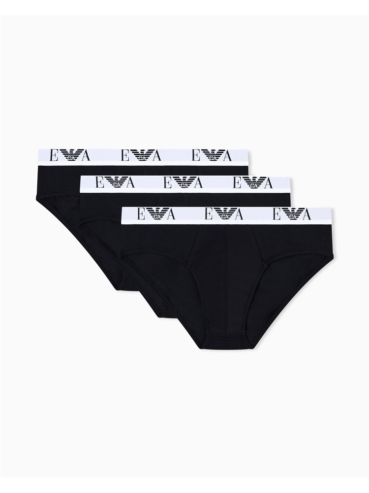 Pack 3 slip Emporio Armani in cotone stretch nero