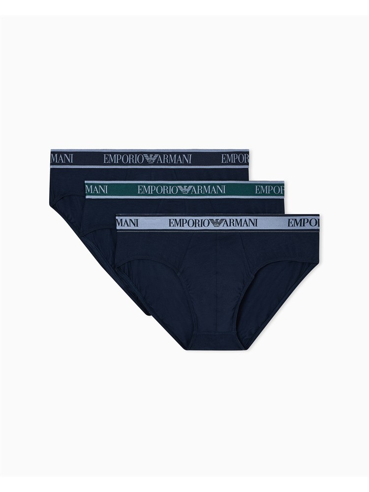 Pack 3 slip Emporio Armani in cotone stretch blu