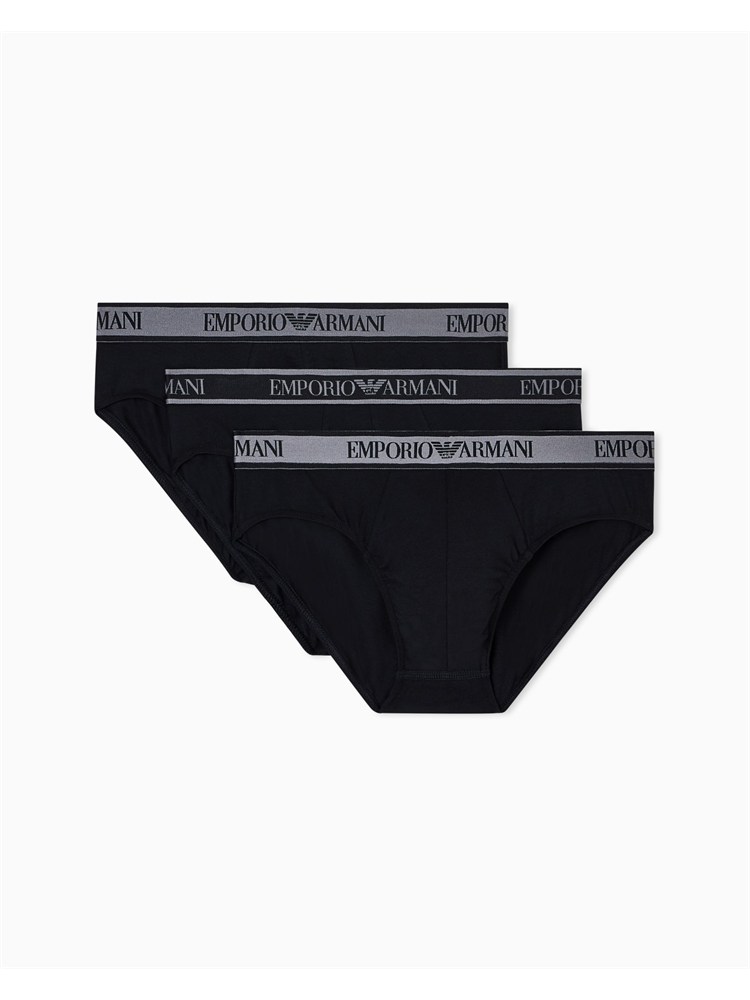 Pack 3 slip Emporio Armani in cotone stretch nero