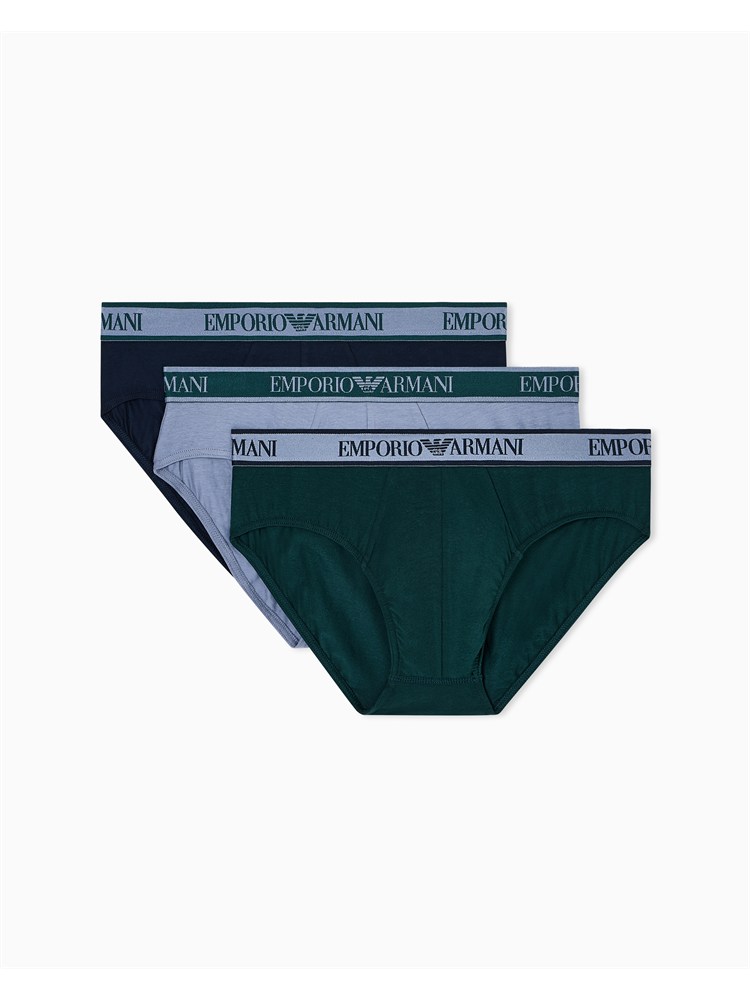 Pack 3 slip Emporio Armani in cotone stretch multicolor