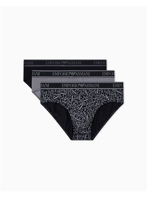 Pack 3 slip Emporio Armani in cotone stretch bicolor in UOMO
