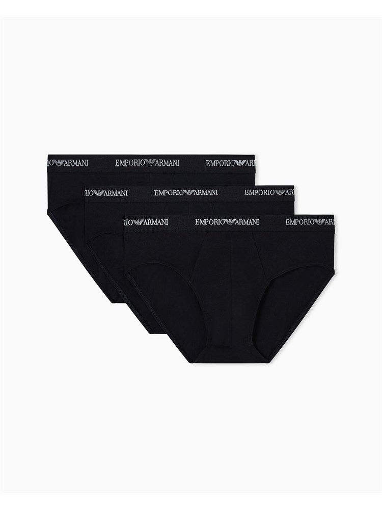 Pack 3 slip Emporio Armani in cotone stretch nero