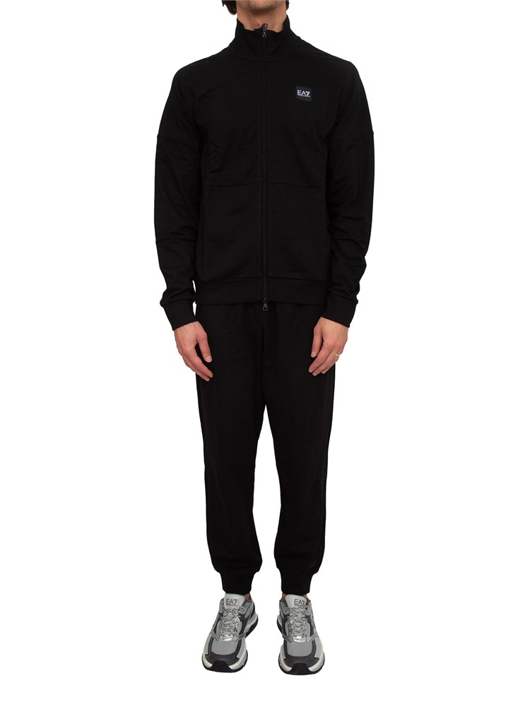 Tuta uomo EA7 Emporio Armani in cotone nero con logo dietro